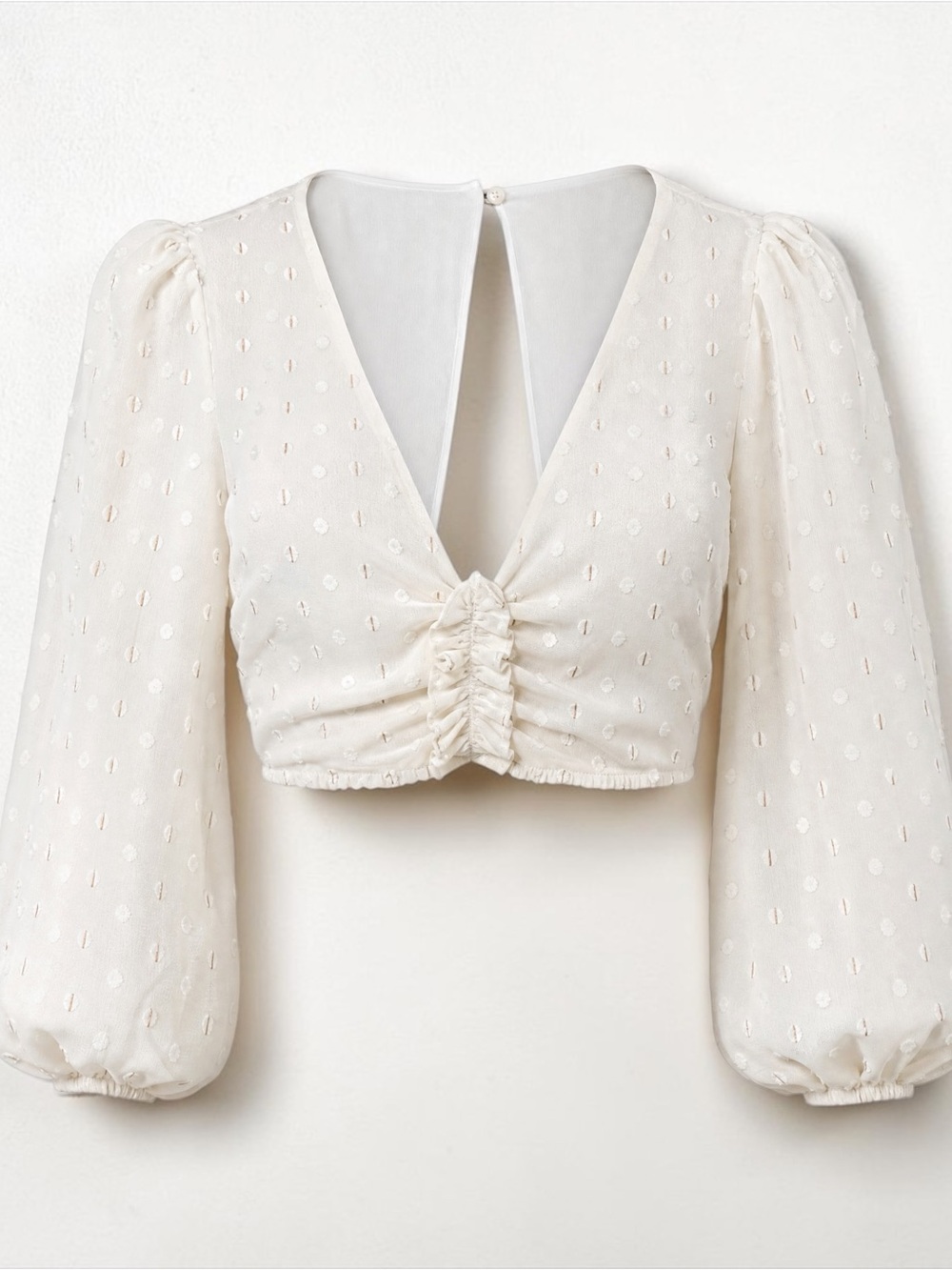Flowy crop top in ivory with golden accents